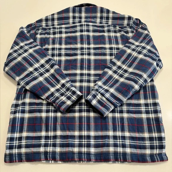 L.L. Bean Mens Fleece-Lined Flannel Shirt Jacket Size Large Traditional Fit Blue - Picture 2 of 10